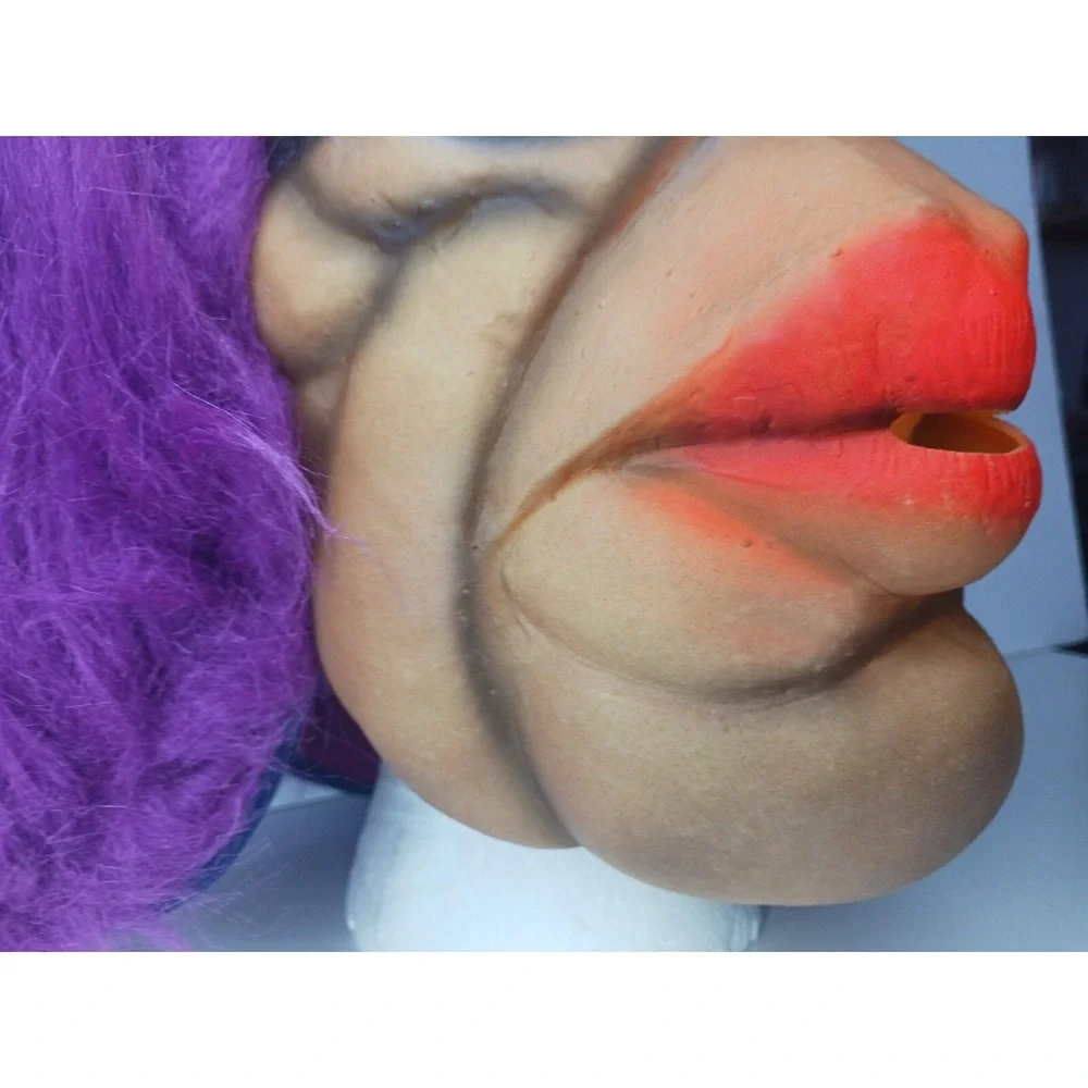Vintage Fun World Halloween Mask - Purple Hair , Upside Down Nose